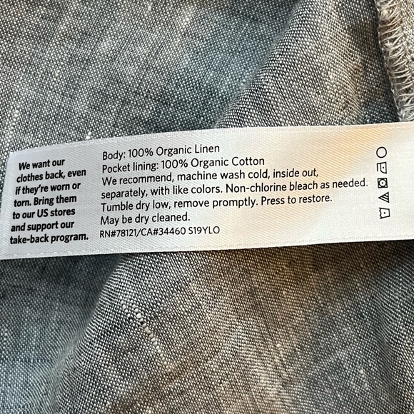 Eileen Fisher Blue Gray Button Up Linen Cropped Shirt Jacket Medium - Picture 7 of 14